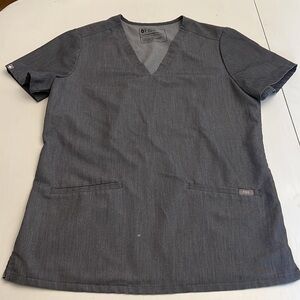 FIGS Technical Collection Scrub Top Women’s Size S Small Gray V Neck